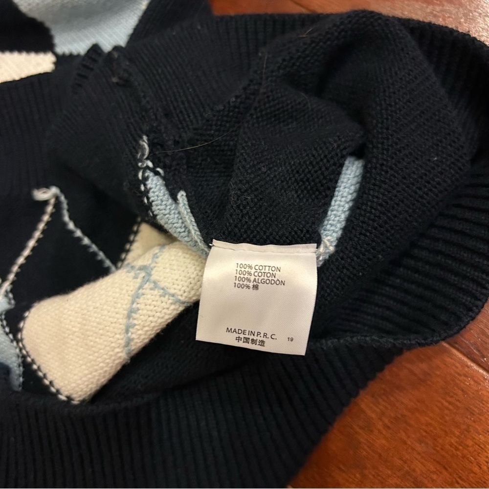 Brandy Melville Argyle Crewneck Sweater navy one size 100-% cotton - Picture 9 of 9